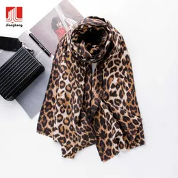 Lenços wholale feminino xale de inverno impressão de impressão de acrílico escova de lenço de leopardo personalizado