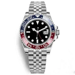 Zegarki designerskie Rolxs Automatyczne zegarki 11 Style Mens Automatyczne GMT mechaniczne stal ze stali nierdzewnej Niebieska czerwona ceramiczna szklar