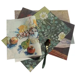 Oil Painting PVC Placemats for Coffee Table Dining Mat Monet Van Gogh Cup Insulation Pad Home Decor Shooting Decorative Cushion