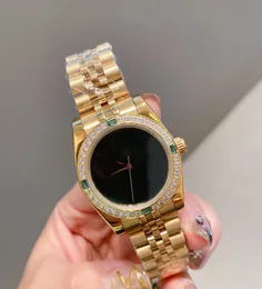 Vintage Green Gemstone Watches Rose Black Dial Luxury Women Zircon Quartz Watch Waterproof Geometric Circle Wristwatch Female Stainless Steel Clock