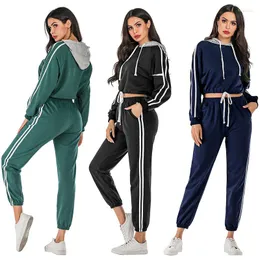 Tute da donna Felpa con cappuccio Completi da donna in due pezzi Completi da donna Pantaloni e top Taglie forti Abbigliamento sportivo primaverile