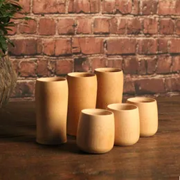 Cups Saucers Ly 1pc Home Japanese Style Natural Water Tea Beer Bamboo Carved Cup Coffee Juice Drinking Mug Pure Handmade