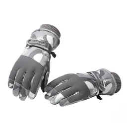 Luvas de esqui 1 par 2 em 1 Aplicação larga Sport à prova d'água Sport Feminino Mittens para moto L221017