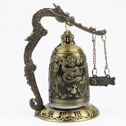 테이블 시계 불교 사원 놋쇠 구리 용 벨 시계 조각 된 조각상 연꽃 부처님 홈 장식 공예품