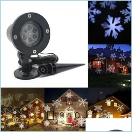 Garden Decorations Plastic Outdoor Snowflake Lamp Led Lighting Waterproof Lawn Christmas Card Projection Holiday Party Celebration S Dhwd4