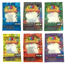 Edibles Bags Gummy Bag Mylar Package 500Mg Holographic Smell Proof Hologram Dank Gummies 6 Styles