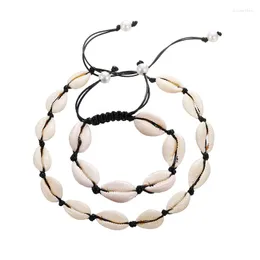 Choker 2pc/Set Women Puka Shell Necklace Armband Set Natural Seashell Conch Braid Rope Collar Bangle Charm Summer Beach Jewelry