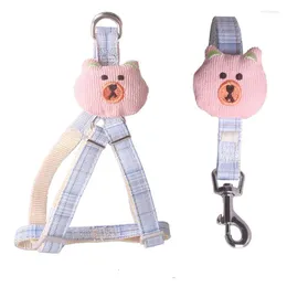 Dog Collars Leash Cats And Dogs Walking Bend Cotton Bear Accessories Collar Alloy Buckle Chest Strap ABS Fastener Home Pet Supplies SSJ130