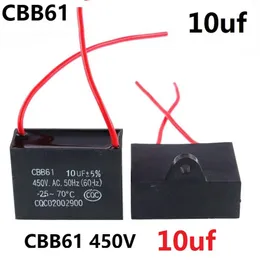 CBB61 450VAC 10UF FAN başlangıç ​​kapasitör kurşun uzunluğu 10 cm line276y