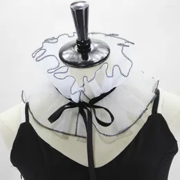 蝶ネクタイフリルは女性のための偽の襟をスーツレース取り外し可能な首輪ガールズドレスシャツ装飾女性偽ネックラフ