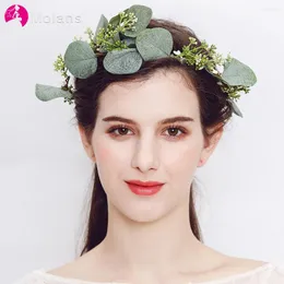 Nakrycia głowy Molans mody zielone liście kwiaty korony girlandowe ślubne ślubne wieniec nakrycia patyka na głowa opaska do włosów akcesoria do włosów