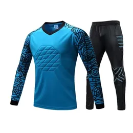 Running sätter yrke målvakt Jersey Soccer Uniforms Set Football Shirs Ponge Protector Doorke Training 221019