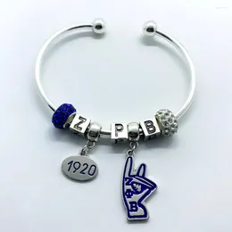 Charm Bracelets Exquisite Greek Society ZETA PHI BETA Sorority Symbol ZPB 1920 Pendant Big Hole Beads Letter Bracelet