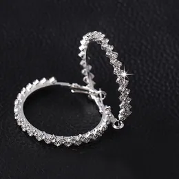 Роскошные хрустальные бриллиантовые серьги для женщин Rhinesnestone Circle Clip на серьги модные украшения 4 см.