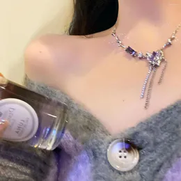 Ketten Ins Koreanische Mode Exquisite Lila Zirkon Herz Anhänger Halskette Envio Gratis Schmuck Für Frauen Artikel Mit