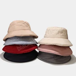 Warm Adult Women Casual Leather Plaid Bucket Hat Floppy Panama Cap Gorros Fishing Sun Hat Fisherman Cap Unisex Winter Caps