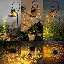 Solar LED Watering Can Lamp Garden Decoration Outdoor Ornaments for Yard Patio Fairy Light String Decorative Lights 220721