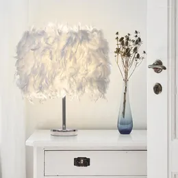 Bordslampor lampa sovrum enkel tjej br￶llop s￤ngen f￶delsedag present personlig dekoration fj￤der