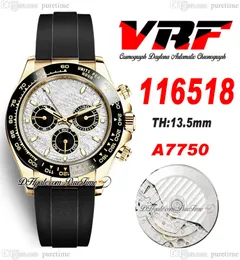 VRF 11651 A7750 Cronógrafo automático Mens relógio 18K Amarelo Gold 904L Aço meteorito Dial Oysterflex Strap Rubber Super Edition Card Same Series Puretime H8