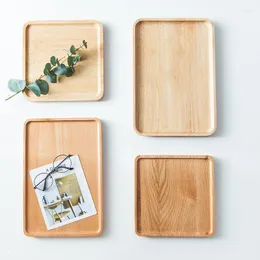 Plates Creative Japanese-style Simple Solid Wood Series Rubber Pallet Breakfast Tray Disc Square Fruit Plate