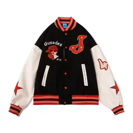 Men Varsity Baseball Jacket Vintage Embrodiery Color Block Patchwork Bomber Coats Streetwear 2022 Harajuku Casual Retro Jackets