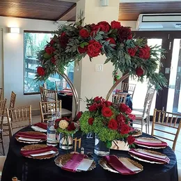 Dekoration Gold Arch Flowers Stand Metal Flower Vase Table Centerpiece Wedding Dinings Tables Decor Party Events Tabletop Event Aisle Decor Imak444
