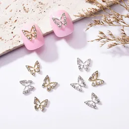 Decorazioni per nail art 10 pezzi di ciondoli a farfalla glitter oro/argento strass di cristallo di lusso gioielli fai da te accessori per manicure