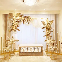 Parti dekorasyonu lüks büyük olay arka plan nişan doğum günü zemin düğün kemeri sahne ışığı kumaş gazlı bez örtüsü kaidesi çiçek masası