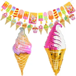Party Decoration Summer Theme Cute Ice Cream Balloon Popsicle Banner Bunting Baby Shower Birthday Children's Toy SuppliesPartyParty