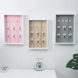 Ganchos montados na parede porta -chaves cabide de madeira com 6 gancho minimalista decorativo