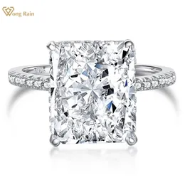 Fedi nuziali Wong Rain 100% argento sterling 925 taglio radiante 10x12MM 8CT VVS D colore creato anello fiore gioielli regalo goccia 221020