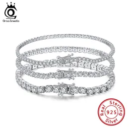 Chain ORSA JEWELS 4mm Round Cut Tennis Bracelet in 925 Sterling Silver White Gold Woman Men Bracelets Bangle Jewelry Hand SB94 221020