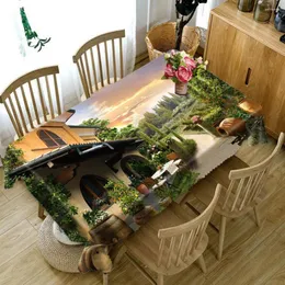 테이블 천 방수 폴리 에스테르 열대 녹색 식물 팜 잎 잎 몬스터라 결혼식 식당 커버 장식