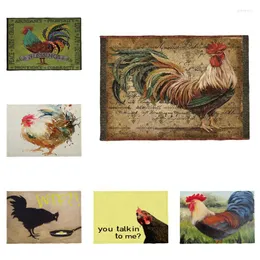 Table Cloth Retro Classic Animal Rooster Plant Colorful Restaurant Polyester Linen Napkin Can Be Washed Custom