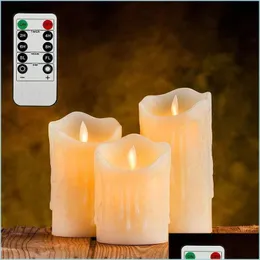 Candles Candles 3 Pcs Flickering Flameless Pillar Led With Remote Night Light Wax Easter Wedding Decoration Ing 220928 Drop Delivery Dhz4A