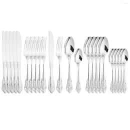 식기 세트 24pcs/set cutlery set 304 스테인리스 스틸 나이프 포크 스푼 서부 키친 디너 식 용기
