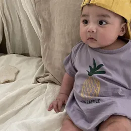 Sandali 2022 Born Baby Girl Summer Fashion Pagliaccetto Toddler Boy Ananas Print Cotton Maniche corte Tuta One Piece Infant Outfits
