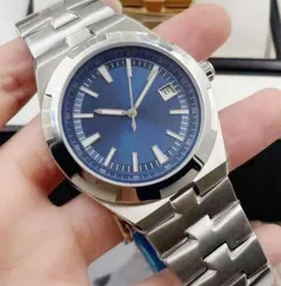 Haute outre-mer hommes montre cadran bleu automatique en acier inoxydable fermoir mécanique Hardlex verre montres-bracelets qualité Montres de luxe