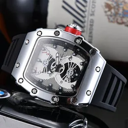 Luxury top brand men's quartz watch fashion sports bucket shape multi-function calendar waterproof rubber watches