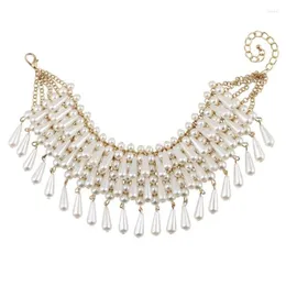 Choker Goldfarbene Kette Chunky Bead Teardrop Anhänger Halskette Für Frauen Florate Marke Simulierte Perle Kragen Aussage