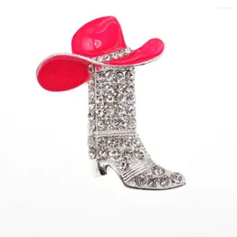 Spille Spilla per stivali con strass in smalto color rosa per cappello da cowboy