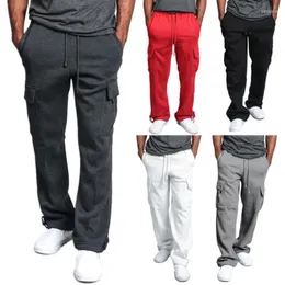 Herrbyxor multipocket Sweatpant Men last Svettbyxor Elastisk midja sportkläder Casual Solid Sticked Mane Byxor för pojkar Spring 2022