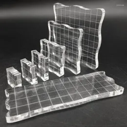 Geschenkverpackung 7PCS/Set transparenter Acryl -Stempelstempelblockpads Scrapbooking DIY Handmade Tool Kurvenkanten Stempel