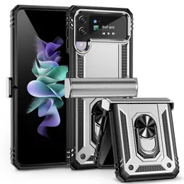 Armor Phone Cases For Samsung Galaxy Z Flip 4 3 5G Ring Kickstand Shockproof Case Cover