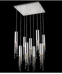 고급 현대식 크리스탈 샹들리에 계단을위한 대형 거실 장식 골드 크리스탈 램프 복도 로비 긴 LED 조명 비품