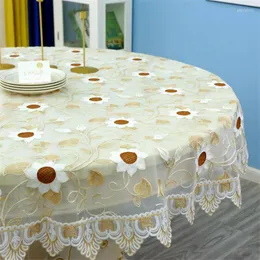 Table Cloth Lace Tablecloth Pastoral Round Coat Dining Cloths Home Embroidery Cover Rose Gold Decoration House Towel