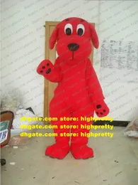 Прохладный красный пес Клиффорд костюм талисмана щенка взрослый размер с яркими ясными глазами черный большой нос красная кожа толстый живот No.5662