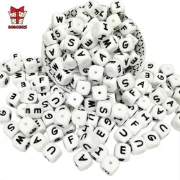 Bobo.box 12mm 100pcs litery silikonowe ocena żywności do żucia Angielskie alfabe koraliki DIY Baby ząbek zabawek Pendant 211106