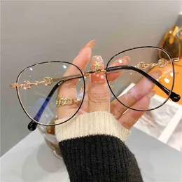 Vintage Nieuwe Ovale Mettaren Çerçeve Bril Vrouwen Mod Optische Bijziendheid Blokkeren Brillen Populaire Okuma Anti-Blauw Licht Brilleneqr6
