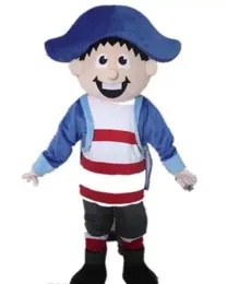 Costume de mascotte de garçon chaud de haute qualité avec un chapeau bleu pour adulte à porter